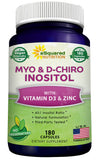 aSquared Nutrition Myo-Inositol & D-Chiro Inositol Supplement - 180 Capsules - Plus Vitamin D3 and Zinc - Myo & D-Chiro Inositol 40 to 1 Ratio - VIT B8 Complex Pills