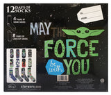 Hyp Star Wars Baby Yoda The Mandalorian Men's 12 Days of Socks in Advent Gift Box