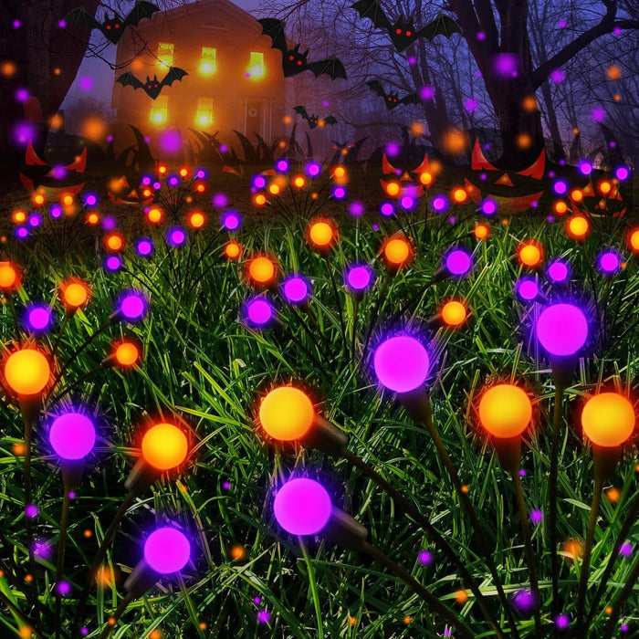6 Pack Halloween Decorations Outdoor Solar Firefly Lights Orange Purple