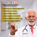 Doctor's RX | #1 Rated Acne Treatment Supplement to Reduce Breakouts, Clearer Skin & Hormone Balance | Ultra Strength Formula + 25 Ingredients | 3rd Party Tested & USA Made - 60 Capsules