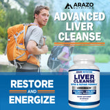 Arazo Nutrition Liver Cleanse Detox & Repair Formula – Milk Thistle Herbal Support Supplement: Silymarin, Beet, Artichoke, Dandelion, Chicory Root