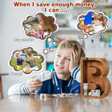 Piggy Bank for Kids Boys Girls, Wooden Large Letter Piggy Bank Alphabet Money Bank with Initial B, Coin Bank Fun Gifts for Birthday, Christmas, Festival, Baby Shower