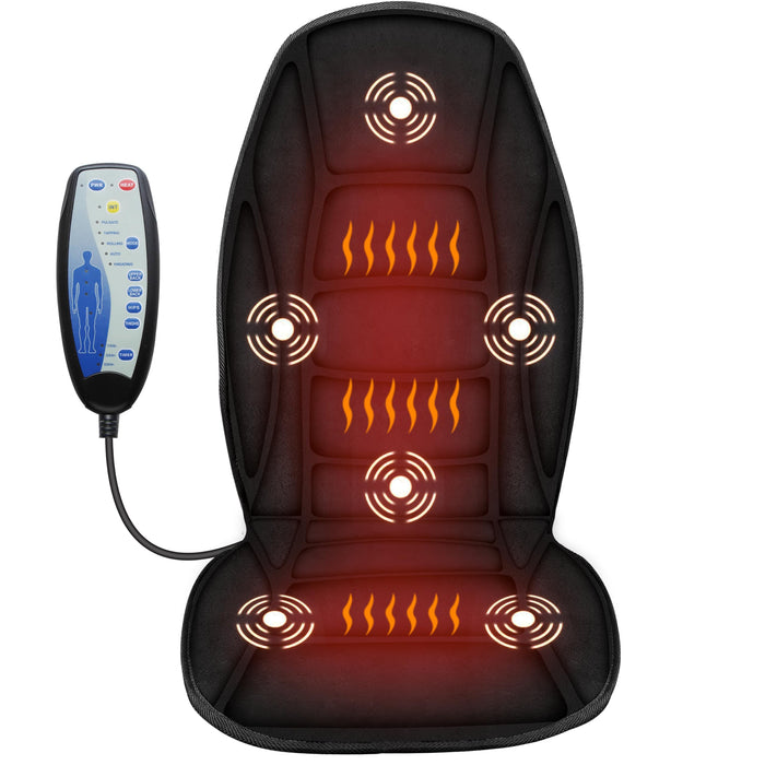 CuPiLo Chair Massager Cushion, Back Massager with Heat,Electric Seat Massage Pad,Back Massager for Back Pain Relief,Back Massager Chair Pad, 2 Heat Levels & 5 Vibrating Modes,Gifts for Dad,Mom,Him,Her