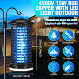 Qualirey 2 Pack Bug Zapper Outdoor Indoor with LED Light, 4200v 15 W Electric Mosquito Zapper, 3.9ft Power Cords, Ipx4 Waterproof Insect Fly Trap Outdoor for Home, Kitchen, Backyard, Camp, Plug in