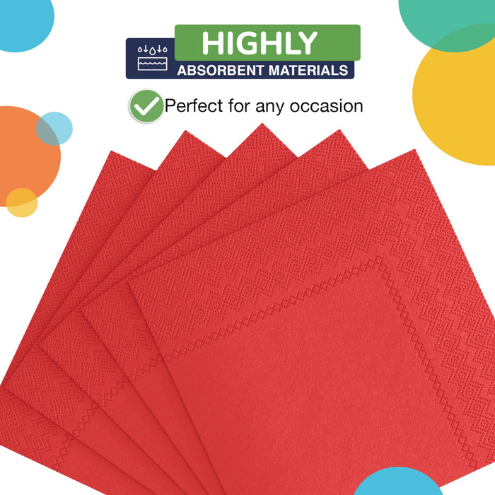 100 Pack Red Paper Napkins Disposable, 2 Ply Party Napkins, Red Disposable Napkins, Fun Napkins Everyday - Red Napkins Great As Luncheon Napkins Or Dinner Napkins Paper Exquisite