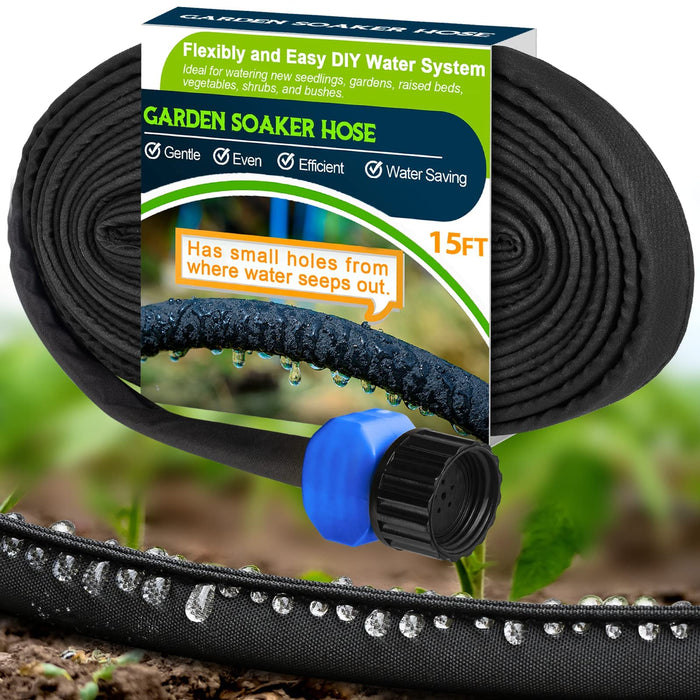 LAVEVE Flat Soaker Hose for Gardn Heavy Duty Drip Irrigation Flexible Hoses 15 FT