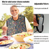 Pozico Adult Bibs for Eating Women/Men/elderly Washable,Clothing Protectors & Adult Bibs with Debris Trap (Flower pattern)