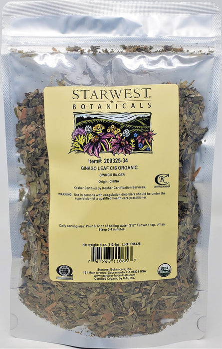 Ginkgo Leaf Cut & Sifted Organic - 4 Oz