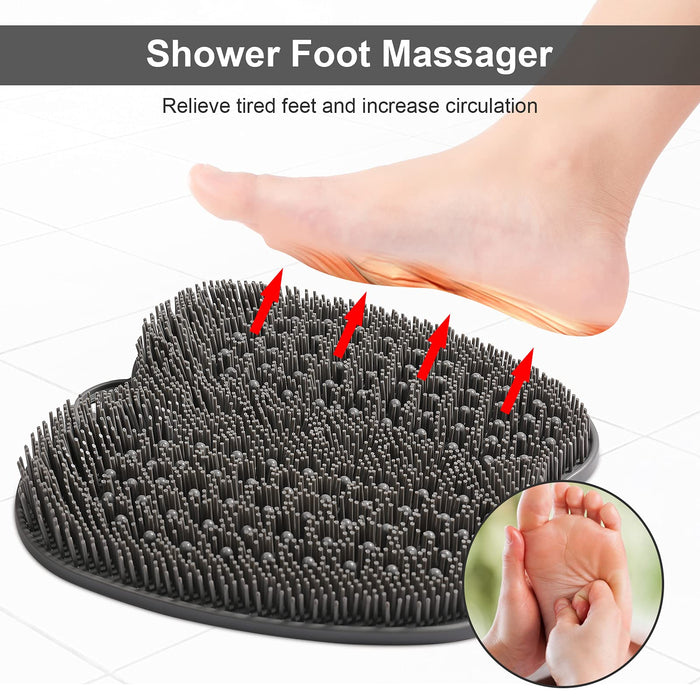 HONYIN XL Size Large Shower Foot Scrubber Mat- Cleans，Exfoliation，Massages Your Feet Without Bending, Foot Circulation & Relieve Tired Feet, Foot Scrubber for Use in Shower with Non-Slip Suction Cups