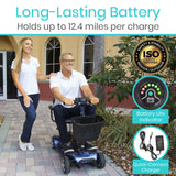 Vive 4 Wheel Mobility Scooter - Electric Powered Wheelchair Device - Compact Heavy Duty Mobile for Travel, Adults, Elderly - Long Range Power Extended Battery with Charger and Basket Included