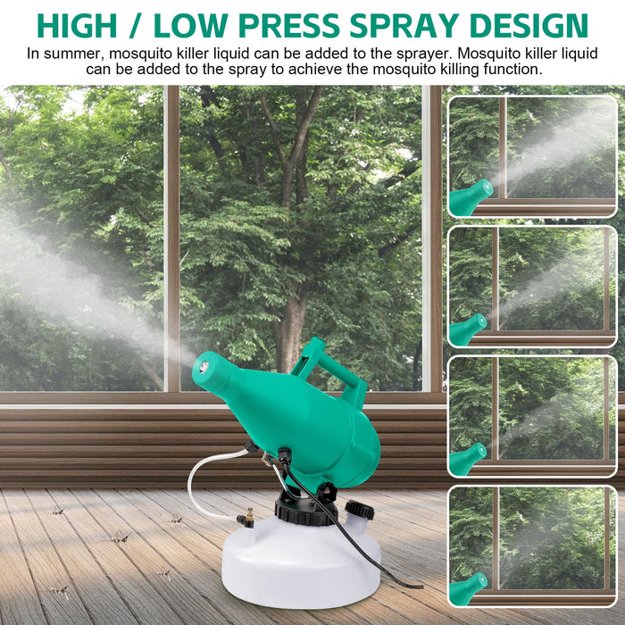 Hiboom 4.5l (1.2 Gallon) Kill Mosquitoes Electric ULV Portable Fogger Sprayer Machine Atomizer Mist Cold Fogger Outdoor Disinfectant Fogger Spraying Distance 33 ft for Home Hotel School Yard(Green)