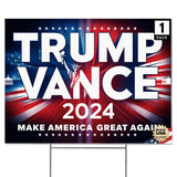 24"x18" 'Trump Vance 2024 Make America Great Again' Yard Sign with Stakes, Double Sided Political Yard Sign for Republican Party (Design 1)