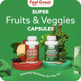 Feel Great Fruit and Vegetable Supplements | 20+ Super Reds & Greens for Natural Energy Support | Vegan Fruit and Veggie Vitamins | 2 Pack of 90 Count Each