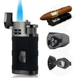 PROMISE Torch Lighter Triple Jet Flame Refillable Butane Lighter Windproof Lighter- Butane Not Included (Black Crackle)