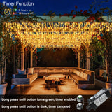 Christmas Lights Outdoor, 33ft 400 LED Warm White Icicle Lights for Outside House, Plug in Connectable Twinkle Tree Lights 8 Modes Timer Waterproof for Patio Window Party Indoor Holiday Decorations