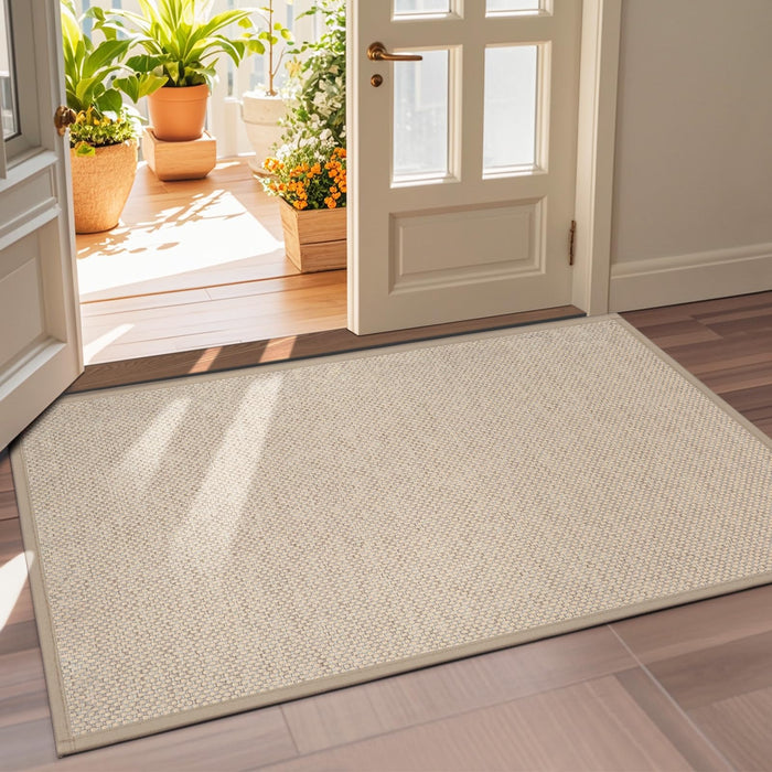 LEKEEPGO Door Mat 36"x59", Non Slip Door Mat Indoor Entrance, Rubber Backing Front Indoor Door mats Washable Absorbent Low-Profile Doomat Large Entryway Entry Resist Dirt Inside Door Mats, Khaki