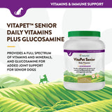 NaturVet –VitaPet Senior Daily Vitamins for Senior Dogs – Plus Glucosamine – Full Spectrum of Vitamins & Minerals – Enhanced with Glucosamine for Added Joint Support – 365 Time Release Tablets