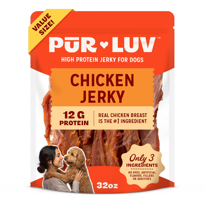 Pur Luv Dog Treats, Chicken Jerky Dog Treat with Real Chicken Breast, 32 oz