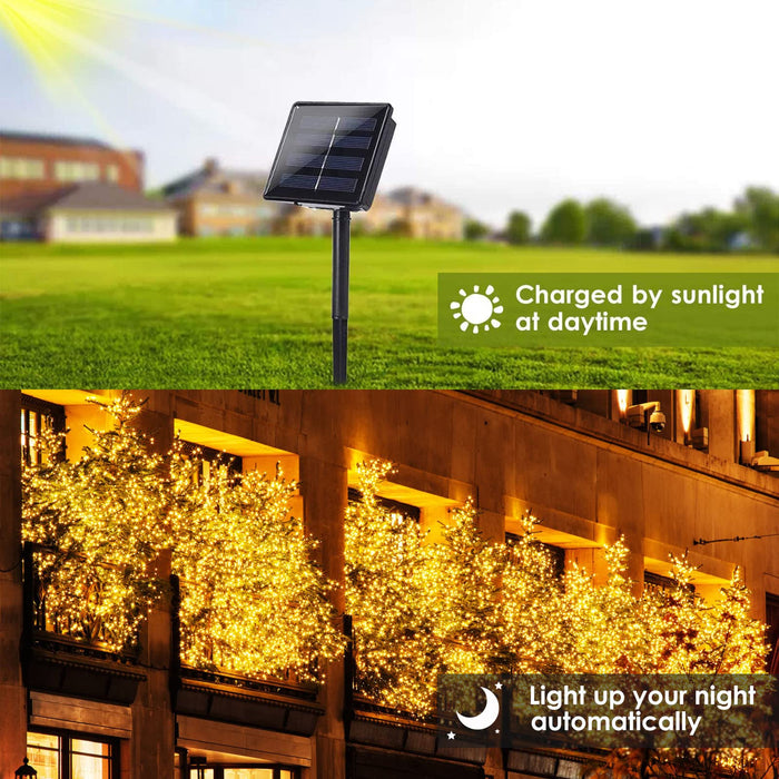 Solar String Lights Outdoor, 4-Pack 160FT 400 LED Solar Twinkle Lights for Outside Waterproof Copper Wire with 8 Modes Solar Fairy Lights for Garden Yard Wedding Christmas Tree Decor (Warm White)