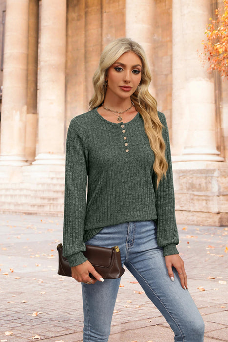 XIEERDUO Sweaters for Women Tunic Tops Loose Fit Dressy Green Christmas Sweaters Long Sleeve Henley Shirts Green M