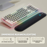 Wireless Mechanical Gaming Keyboard, 100 Keys Retro Keyboard Hot Swap, 3-Mode BT/2.4G/USB-C, 3000mAh Battery, Rainbow Backlit Ergonomic Keyboard with Wrist Rest Win/Mac, Silent Switch, Creamy Gray