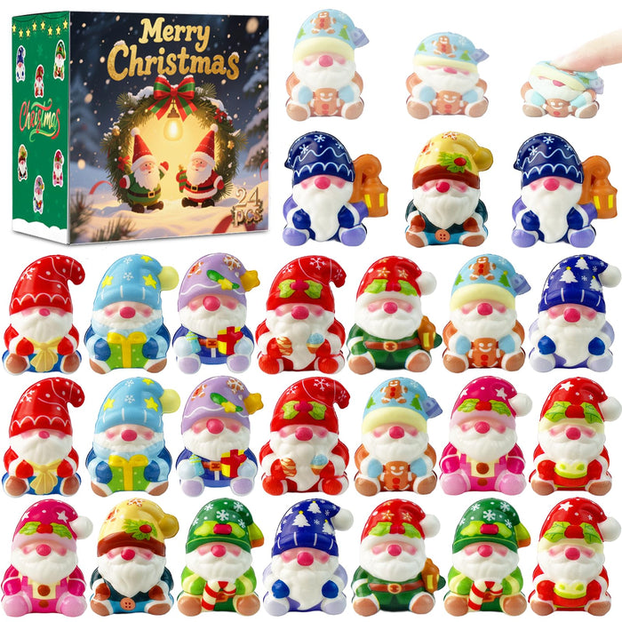 24Pcs Christmas Gnome Stress Balls Bulk,Mini Christmas Slow Rising Stress Relief Squishies Fidget Toys for Adults,Christmas Party Favors,Stocking Stuffers Gifts Goodie Bag Fillers