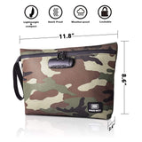 Free Boy Smell Proof Bag 11.8”X8.6 Durable Smell Proof Carbon Lined Storage Bag,Travel Case & Pouch with Combination Lock,Camoufilage, Keep Herbs Tea & Goods Fresh