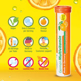 German Multvitamin 10 Vitamins - 40 Vegan Drink Effervescent Tablets - Orange Flavor - Made in Germany