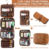 Elviros Toiletry Bag Hanging Travel Organizer for Men and Women, 3 in 1 Multifunctional Large Makeup Cosmetic Case for Toiletries Accessories, Water-resistant PU Leather Bathroom Dopp Kit Shaving Bag