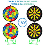 Large Dart Board for Kids with Stand, Double Sided Kids Dart Board with 12 Sticky Balls and Darts,Family Party Party Supplies for Kids, Gift for Boys Toddlers 3 4 5 6 7+ Year Old Birthday Christmas