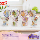 Glad for Kids Disney Princess 9oz Paper Cups | Disney Princess Paper Cups, Kids Snack Cups | Kid-Friendly Paper Cups for Everyday Use, 9oz Paper Cups, 24 Count - 10 Pack