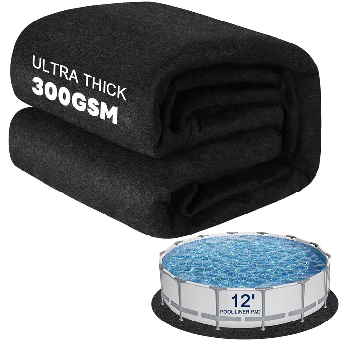 300G/M² Thicker Pool Liner Pad for Above Ground Swimming Pools,12 Ft Round Under Pool Padding, Durable Geotextile Material, Double Density Puncture Resistant, Extend Liner Life,Mats for Pool Bottom
