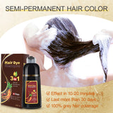 KINGMING Brown Hair Dye Shampoo 3 in 1 for Hair, Natural Hair Dye for Hair Coverage, Hair Color Shampoo for Color Hair, Champu Para Canas for Women Men 500ml【Brown】