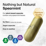 BIO KRAUTER Spearmint Capsules - Spearmint Supplement for Digestive Health & Stress Relief - Organic Mentha Spicata 1000 mg - 100 Vegan Capsules - No Filler Spearmint Pills