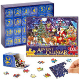 Christmas Advent Calendar Puzzle 2024 24 Days of Countdown Jigsaw Puzzle Calendar -1008Pcs Family Game Deer Puzzles for Christmas Gift Toys Teens