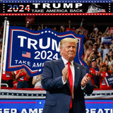 Trump 2024 Flag 3 x 5 FT & 1.6 x 9.8 FT Trump Flag Set for Indoor and Outdoor Banner Flags - 2024 Take America Back Colored Pattern Trump Flag (2pcs)