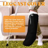 2 Pcs Leg Cast Cover Below The Knee Cast Sock Protective and Washable Cast Sleeve with Adjustable Drawstring Cast Protector for Men Women Adult Foot Leg Ankle Proof (Black, 21.26 x 11.02 in)