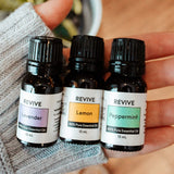 Top 3 Essential Oils Kit by Revive Essential Oils -100% Pure Therapeutic Grade, for Diffuser, Humidifier, Massage, Aromatherapy, Skin & Hair Care - Cruelty Free - Unrefined Oils with No Fillers
