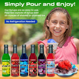 12.7oz Pure Cane Sno-Cone Syrup (Six Flavor Party Kit W/Cups & Straws)