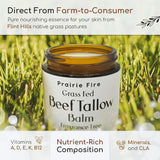 Prairie Fire Candles Beef Tallow Balm - 8 oz - Organic Grass Fed - Moisturizing Skin Care Frankincense