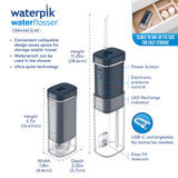 Waterpik Cordless Slide Professional Water Flosser, Portable Collapsible for Travel and Storage, with Travel Bag and 4 Tips, ADA Accepted, Rechargeable and Waterproof, Midnight Blue WF-17CD013-4