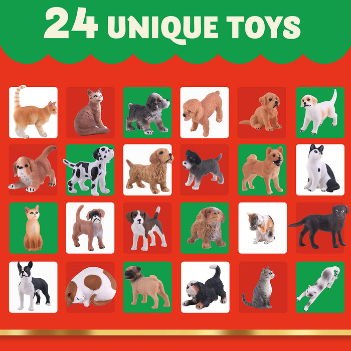 JOYIN 2023 Christmas Advent Calendar with Dog and Cat Animal Action Figures Playset Animal Toys 24 Days Countdown Advent Calendar for Kids Toddlers Xmas Gifts Christmas Party Favor