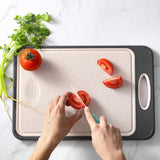 Cutting Board Double Sided, GUANCI Large Size 16”×11”, 304 Stainless Steel Cutting Board for Kitchen, Food-Grade, Stainless Steel and Wheat Straw PP, Easy to Clean