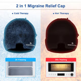 Gel Ice Migraine Headache Relief Cap, Adjustable Headache Cap Migraine with Drawstring Fits All Heads, Cold Compression Migraine Relief Cap for Tension, Stress, Sinus, Puffy Eyes, Hot/Cold Therapy