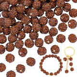 PH PandaHall 100pcs Rhinestone Clay Beads, 10mm Pave Disco Ball Clay Beads Polymer Clay Beads Rhinestones Crystal Diamond Beads for Bracelet Necklace Earring Jewelry Making Christmas Decor, Coffee