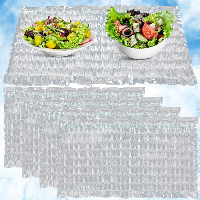 Reallnaive 4 Pack Reusable Freezable Ice Mat Sheets for Coolers Flexible Ice Packs for Food Trays, Cheese Boards, Deli Meats, Veggie Plates, Sushi, Party Platters (Clear)