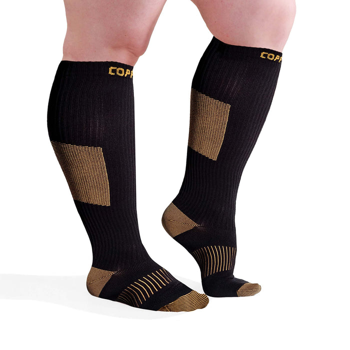 CopperJoint Wide Calf Copper Compression Socks for Women & Men - Diabetic Sock, Improves Circulation, Reduces Swelling & Pain - For Nurses, Running, & Everyday Use - Copper Infused Nylon (4X-Large)