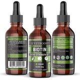 VITBOOST Extra Strength 10,000mcg Biotin Liquid Drops with Organic Berry Flavor | 60 Servings | Vegan Formula Supports Hair Growth, Strong Nails, Healthy Skin | NO Artificial Preservatives