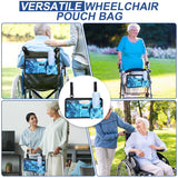 ZHCHG Wheelchair Side Bag with Cup Holder, Wheelchair Armrest Pouch Accessories for Walker, Rollator, Electric Scooter Wheelchairs, Ideal Gift for Mother's Day & Father's Day- LightBlue