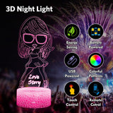 COVER JOY 3D Night Light Tay Gifts: TS Fans Merch, Table Lamp with Remote Control and Smart Touch, Singer Gifts for Girls Room Decor Music Party Birthday Christmas